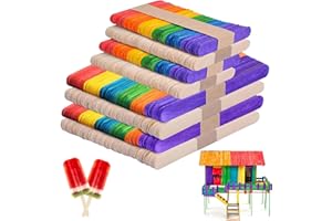 Giugio 400 Stück Holzstäbchen Eisstiele Holz, Eisstiele aus Holz zum Basteln, Bunt Natur Eisstäbchen Holzstäbchen Holzspatel, Holzstäbe Holzspatel Zum Basteln, DIY Eis Am Stiel und Bastelarbeiten (B)