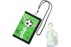 XINSUO Portmonetka dla dzieci, dla chłopców, torebka na klatkę piersiową, motyw piłki nożnej, zapięcie na rzepy, potrójnie składany portfel, dla nastolatków, chłopców i dziewczynek, czarny, 1