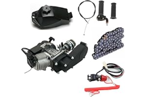 XIGNER 2 Stroke Engine Motor Kit 47CC/49CC Pull Start Motoren Getriebe Kettensatz Getriebe Vergaser Set Mit Getriebemotor-Kit für Mini Pit Bike ATV Scooter Pocket Bike, Mini Dirt Bike