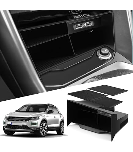 Organisateur D’Accoudoir LANGBEAN Pour VW T-Roc 2018-2025 – Console Centrale Avec Tapis Antidérapant