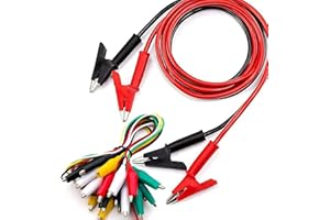 ANATI 1 Paar Krokodilklemmen Messleitungen Rot Schwarz mit 10 Stück Krokodilklemmen mit Kabel, Zweiseitige Krokodildraht Kabel mit Isolatoren Clips Testen Sie Flexibles Kupferkabel für Elektrische Tests 3.3