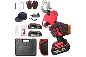 OAMGER Tijeras de Podar Electricas, 40 mm Tijeras de Podar Bateria, Tijeras de Podar con 2 Baterias, 1000W, LCD Display, Motor Brushless, Podadora Electrica Bateria para Árboles, Jardinería (40 MM)