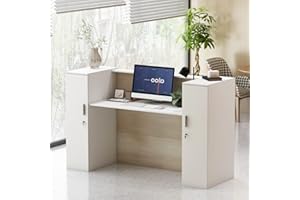 ‎CALDION Caldion Empfangstheke mit Strauraum an der Rezeption Abschließbare Schubladen und Schränke an der Rezeption Klinik,Salon,Lobby Weiß 180 * 60 * 110CM