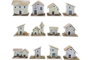 Moranduzzo – Set de 12 Casitas de Cartón 7,5x5,5x4,5 cm – Artesanía Made in Italy – Accesorios y Materiales para Montar un Belén Tradicional