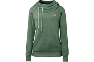 Cassiecy Hoodie Damen Winter Langarm Stehkragen Kapuzenpullover Warme Casual Pullover Hoody mit Kapuze