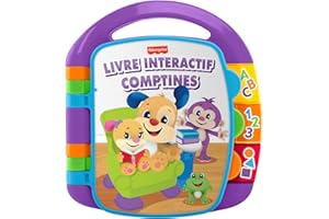 Fisher-Price Jouet d’éveil Musical Livre Interactif Comptines Rires et Éveil avec lumières et Musique pour bébés et Tout-Petits, Version française, CDH39