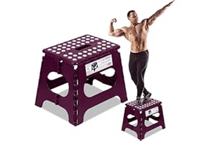 Spranster Super Strong Folding Step Stool - 11" - Sturdy Enough to Hold 300 Lb - Lightweight Foldable Step Stool for Adults and Kids - Opens with one Flip - Great for Kitchen, Bathroom and Bedroom