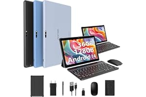 FASTWD 2025 Newest Tablet 10 Pollici Android 14,Tablet PC 5G WiFi 36GB RAM+128GB ROM (1TB TF),Batteria 8000mAh,Tablet 2 in 1 con tastiera,penna,mouse,Nero