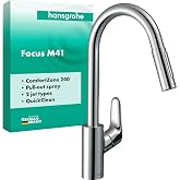 hansgrohe Focus M41 &ndash; Kitchen Tap with Pull-Out Shower, 2 Spray Types, Single Lever Kitchen Mixer Tap 240 mm, Kitchen Sink Ta