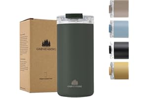 Groenenberg Thermobecher 473 ml | Kaffeebecher to go 100% Auslaufsicher | Hält mind. 4 h warm | Coffee to go Becher aus recyceltem Edelstahl (Forest)