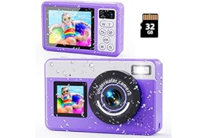 MaxMango Macchina Fotografica Digitale,10FT Fotocamera Digitale Impermeabile con Scheda da 32 GB, Macchina Fotografica Subcquea 18X Zoom per Selfie Subacquei, Nuoto