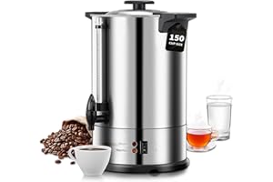 FOHERE Percolateur à Café 15L 150 Tasses/H Distributeur de Boissons Chaudes, Récipient Chauffant 1500 W en Acier Inoxydable, Fonction de Brassage Et de Maintien au Chaud mit Robinet de Sécurité