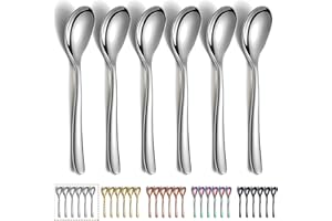 Lot de 6 cuillères à café Kyraton 14 cm en acier inoxydable Cuillères à café Cuillères à expresso Cuillères à dessert Petites mini cuillères pour fête Passe au lave-vaisselle