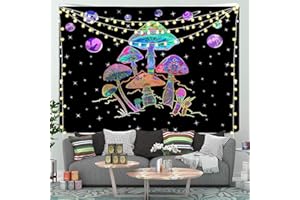 Arawat Dywan ścienny, psychodeliczny grzyb, chusta na ścianę, las, iluzja, gobelin, księżyc, gobelin, krajobraz, chusta na ścianę, hipisowski, trippy, dekoracja ścienna (150 x 200 cm)