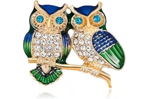 BESSY SHOP Owl Brooch Kristalle Eule Broschen Tier Corsage,Mode Eule Strass Legierung Frauen Brosche Eule Brosche Pin Kristall Emaille Rhodium Vergoldet Legierung für Frauen Mädchen Geburtstagsgeschenk