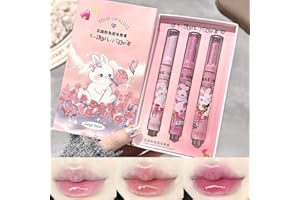 Mrettick 3 Colors Jelly Lipstick, Tinted Lip Gloss Heart Shape Lip Stain, Mirror Hydrating Jelly Love Lipstick, Long Lasting Moisturizing Tinted Lip Balm, Non-sticky (B)
