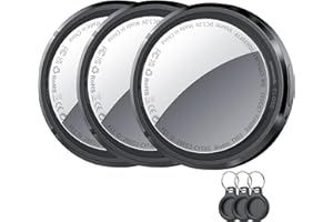 QCOQ Air Tracker Tags (iOS Only) 3 Pack, Black | Smart Bluetooth Tag Compatible with Apple Find My, Item Locator with Protective Case/Keychain for Keys/Luggages/Wallets/Suitcases, Replaceable Battery