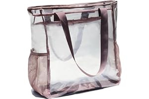 ESVAN Large Clear Tote Bags Heavy-duty Shoulder Bag Transparent Handbag Travel Beach Work Gym Stadium Approved Bags