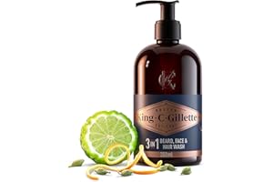 King C. Gillette 3-in-1 Bart, Gesichts und Haarwaschgel für Männer, Tägliche Reinigung und Frische, mit Charakteristischem King C. Gillette Duft, 350 ml