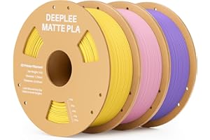 DEEPLEE Filamento Matte PLA 1,75 mm, Opaco PLA Filamenti per Stampante 3D con Precisione Dimensionale +/- 0,02 mm, per la Maggior parte delle Stampanti 3D FDM, 3KG(1kg/bobina) Giallo Rosa Viola