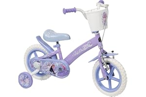 Toimsa Disney Frozen Bicycle, Learn to Ride Bike with Stabilisers, For Ages 3+, with Accessories, Lilac Purple