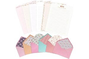 KSIWRE Stationary Set, 24 PCS Writing Paper with 12 Envelopes, Warm Floral Themed Design for Invitations, Gifts, Decorations, Parties