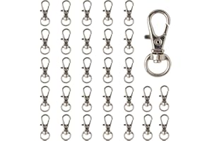 TAIYOU 30pcs Cierres Ganchos para Llavero Plata 32mm Gancho de Resorte Anillo Llavero Giratorios Ganchos de Langosta para Llaves Bolsas de Bricolaje Accesorios de Joyería