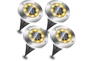 EXTRASTAR Solar Lights for Outdoor Garden, 8 LEDs Solar Ground Lights, IP65 Waterproof Solar Powered Pathway Lights, Outdoor Landscape Lamp for Garden Pathway Patio-3000K Warm White, 4 Pack