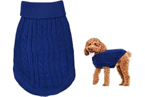 JODSEN Small Dog Jumper, Warm Puppy Sweater for Small Dogs Winter Knitted Dog Pullover Soft Turtleneck Dog Clothes Vest for Pet Autumn, Winter Outfit for Welsh Corgi, Yorkshire Terrier, Chihuahua (S, Blue)