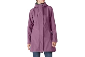 OUTDOOR VENTURES Damska kurtka przeciwdeszczowa, długa kurtka softshellowa z kapturem, damska kurtka przejściowa, płaszcz przeciwdeszczowy, kurtka funkcyjna, wodoszczelna, wiatrówka, kurtka turystyczna, oddychająca