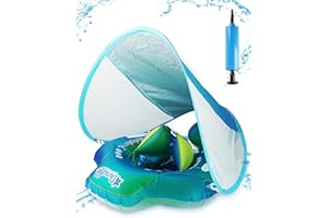Lulizar Baby Swimming Float, Baby Pool Float with SPF 50+ Sun Canopy and Safety Bottom Support, Toddler Inflatable Pool Float Suitable for Newborn Baby