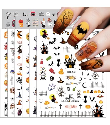 Halloween Nagelaufkleber-Set – Selbstklebend, Mit Glitzer & Motiven, Für Partys & Alltag