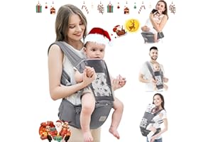 Babytrage mit Hüftsitz,Mumgaroo Kindertrage einfach Anzuziehen für Mütter und Väter,Tragetuch Baby Neugeborene mit 3 Lätzchen,Verdickt/Verbreitert/Atmungsaktiv/Multi-Use Babytragetuch,0-36Monate
