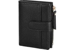 RRANCharltu Portefeuille Femme Cuir, Porte Monnaie Femme Petit Portefeuilles et Porte-Cartes avec Fermeture éclair Poche à Monnaie, Noir