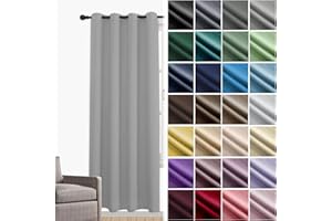 JRUI VerdunklungsvorhäNge 1er Set Thermovorhang mit öSen Gardinen Wohnzimmer Modern Gardine Blickdicht Schallschutz Vorhang für Schlafzimmer Kinderzimmer 200 x 180cm (HXB) Grau