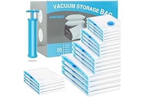 DOWOWDO Vakuumbeutel für Kleidung Bettdecken, 20 Stück Vakuum Kleiderbeutel 5 Größen (100x80, 80x60, 70x50, 60x40 und 60x40cm für Reisen) Vakuumierbeutel Vacuum Bags for Clothing mit Staubsauger Handpumpe
