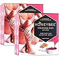 HoneyBee Stripless Katori For Face|Pan With Handle For Face, Upper Lip, Chin, Jaw, Underarms, Bikini And Brazilian|For All Skin Types|No-Strip At Home|Post Wipes|Spatula|120 Gm, Women - Pack of 2