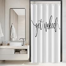 DDS-DUDES Duschvorhang 'Get Naked' – 180,3 X 180,3 Cm, Weiß, Wasserdicht, Polyester, Inkl. 12 Haken