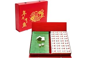 BLOMISE Mahjong Set Full Size 144PCS (3.0×2.25×1.7cm), 30# Medium Chinese Mahjong Tiles, Taiwanese Style Board Game with 3 Dice, Smooth Touch, Durable & Drop-Resistant, Portable Retro Family Travel Party Game