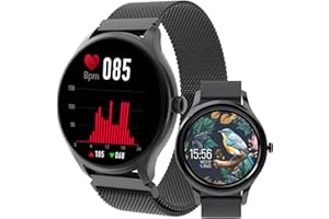 Forever Smartwatch ForeVive 3 SB-340 - Sportowy zegarek na rękę, Bluetooth dla kobiet i mężczyzn, Tracker fitness, Wodoszczelny, Android i iOS, Czarny, Modny zegarek na prezent, Sportowe funkcje