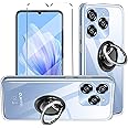 3-in-1 Case + Phone holder Ring Compatible with OUKITEL C50 Cover with 1 Pack Tempered Glass Screen Protector for OUKITEL C50, Slim Fit Soft TPU Shockproof Anti-Scratch Phone Case Cover - Clear