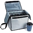 Sleek Space Drink Carriers with Removable Divider and Hook and Loop Tape. Insulated Bag for Drink Caddy, Food Door Dash Bag or Drink Carrier for Delivery. Cooler Bag or Hot Drink Holder Cup Carrier