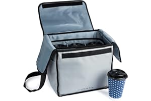 SLEEK SPACE Portabebidas Sleekspace con separador extraíble y velcro. Bolsa térmica para carritos de bebidas, delivery, entrega de comida o bebida. Bolsa de frío/calor para botellas o transportar tazas calientes
