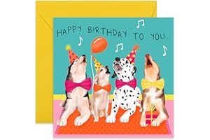 CENTRAL 23 Kartka urodzinowa śpiewających psów, motyw psa, 14,5 x 14,5 cm