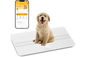 unipaws Digital Pet Scale MAX 100 kg with Bluetooth App, Medium-Small Veterinary Scale for Dogs Cats, Baby Scale with 3 Weighing Modes, Lbs, Kg, St, 69 x 33 cm LCD Platform Scale