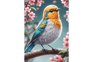 CEOVR 5D Diamant Painting Adulte Oiseau Peinture Diamant Adulte,Animal Kit Diamond Painting Enfant,30x40 cm Diamond Painting Kit Complet,Tableau Strass Diamant Art,Oiseau sur une Branche