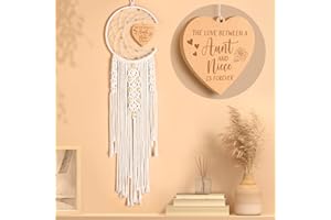 Johiux Aunt Niece Gifts for Christmas, Aunt Gifts from Niece Christmas Decorations Dream Catcher with Heart Pendant, Unique Birthday Gift for Nieces from Auntie Women Gift Boho Home Wall Decor
