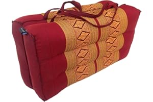 Collumino® Coussin de méditation traditionnel thaï en kapok avec poignée de transport