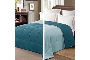 Exclusivo Mezcla Piumino letto Matrimoniale, Piumino trapuntato soffice e traspirante, adatto a tutte le stagioni, 155x220 CM Verde acqua/Blu Spa