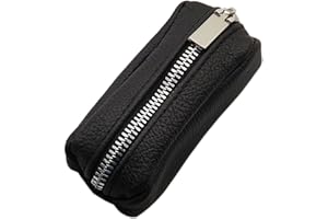 myledershop Cuero Estuches de llave 1 compartimento Made en UE en negro en varios diseños (Diseño 1 / Metallo-Cremallera)